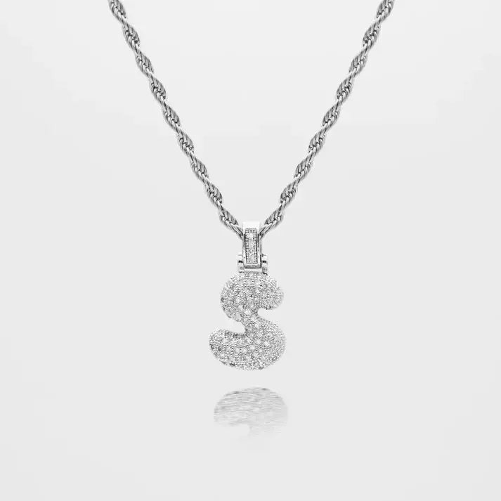 Letter ketting goud/zilver zirkonia