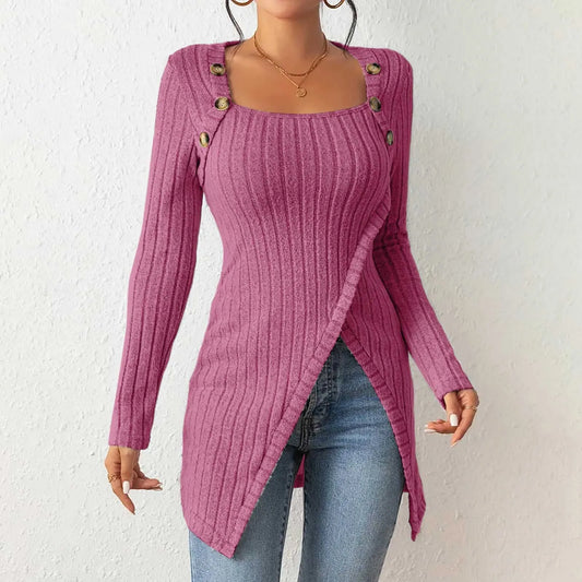 Amy™ | Stijlvolle Ribbed Top met Vierkante Halslijn