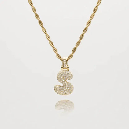 Letter ketting goud/zilver zirkonia